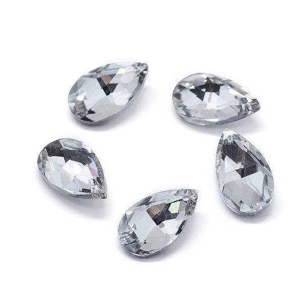 

PandaHall Faceted Glass Pendants, teardrop, Clear, 22x13x8.5mm, Hole: 1mm Glass Teardrop Clear