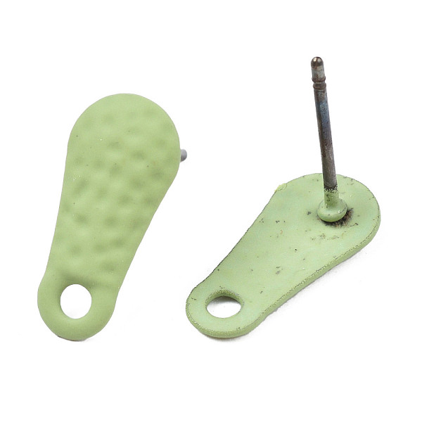 

PandaHall Spray Painted Iron Stud Earring Findings, with Hole, Teardrop, Yellow Green, 14x6.5mm, Hole: 1.8mm, Pin: 0.7mm Iron Teardrop