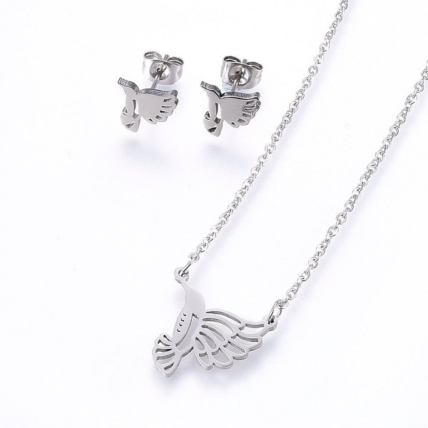 

PandaHall 304 Stainless Steel Jewelry Sets, Stud Earrings and Pendant Necklaces, Eagle, Stainless Steel Color, Necklace: 18.9 inch(48cm)...
