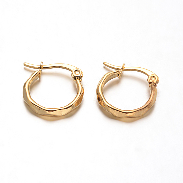 

PandaHall Ion Plating(IP) 304 Stainless Steel Hoop Earrings, Hypoallergenic Earrings, Real 18K Gold Plated, 16x15.5x2mm, Pin: 0.6x1mm 304...