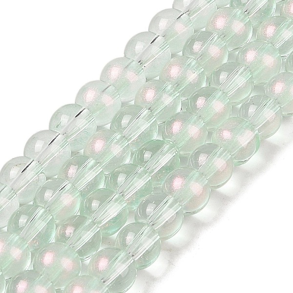 

PandaHall Glass Bead Strands, with Glitter Powder, Round, Aquamarine, 8x7.5mm, Hole: 1mm, about 105pcs/strand, 31.02''(78.8cm) Glass Round..., Green