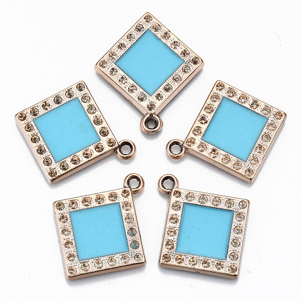 

PandaHall UV Plating Acrylic Pendant Rhinestone Settings, with Enamel, Rhombus, Light Gold, Cyan, Fit for 2mm Rhinestone , 32.5x28x3mm, Hole...