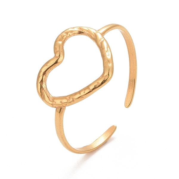 

PandaHall Ion Plating(IP) 304 Stainless Steel Open Heart Cuff Ring for Women, Golden, US Size 7 3/4(17.9mm) 304 Stainless Steel