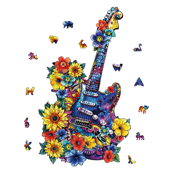 

PandaHall GLOBLELAND 200Pcs Guitar Wooden Jigsaw Puzzles for Adults 40x23cm Wood Adult Puzzles Unique Shaped Wooden Puzzles Colorful Jigsaw...