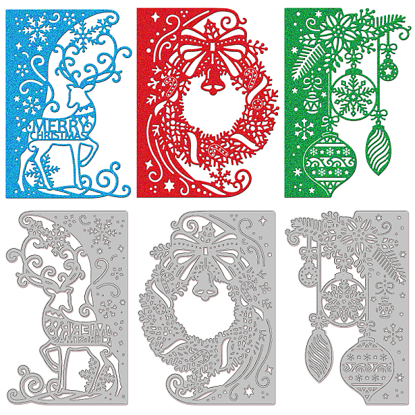

PandaHall GLOBLELAND 3Pcs Christmas Elk Garland Lantern Cutting Dies Metal Xmas Snowflake Lace Die Cuts Embossing Stencils Template for...