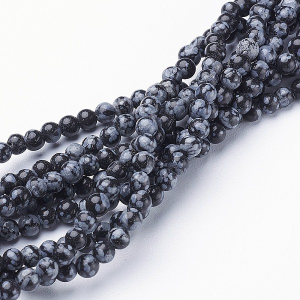 Chapelets De Perles De Flocon De Neige En Obsidienne Naturelle