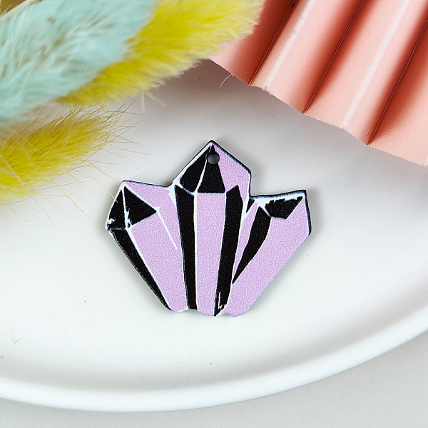 

PandaHall Halloween Themed Printed Acrylic Pendants, Diamond, 29x34mm Acrylic Diamond Black