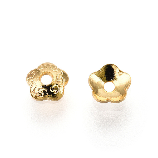 

PandaHall 304 Stainless Steel Bead Caps, Flower, 5-Petal, Golden, 4x1.5mm, Hole: 1mm 304 Stainless Steel