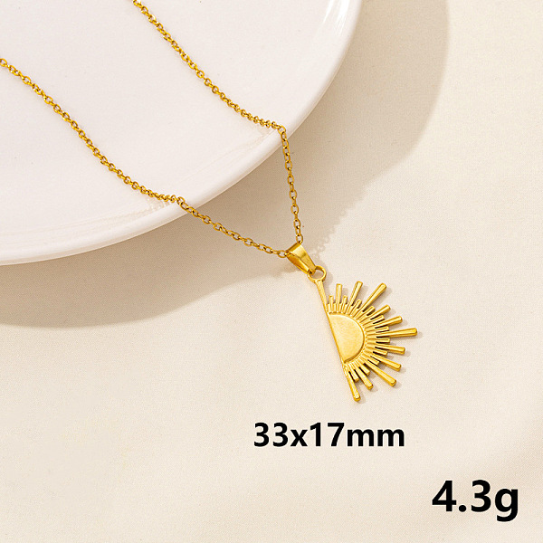 

PandaHall Vintage Stainless Steel Sun Pendant Lock Collarbone Chain Necklace for Women Stainless Steel