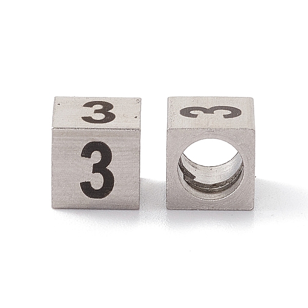 

PandaHall 303 Stainless Steel European Beads, Large Hole Beads, Cube with Number, Stainless Steel Color, Num.3, 7x7x7mm, Hole: 5mm 303...