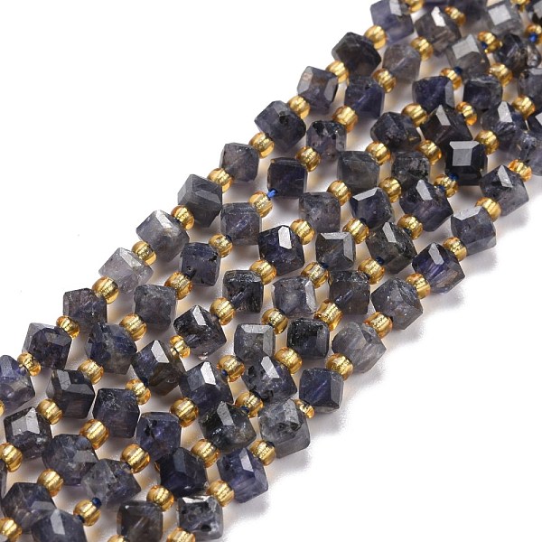 

PandaHall Natural Iolite Beads Strands, with Seed Beads, Faceted, Diagonal Cube Beads, 5~6x5~6x4~5mm, Hole: 1mm, about 49~55pcs/strand...