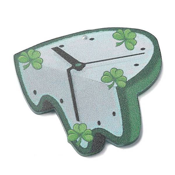 

PandaHall Saint Patrick's Day Opaque Printed Acrylic Pendants, Clock, 39x45x2mm, Hole: 1.4mm Acrylic Clock