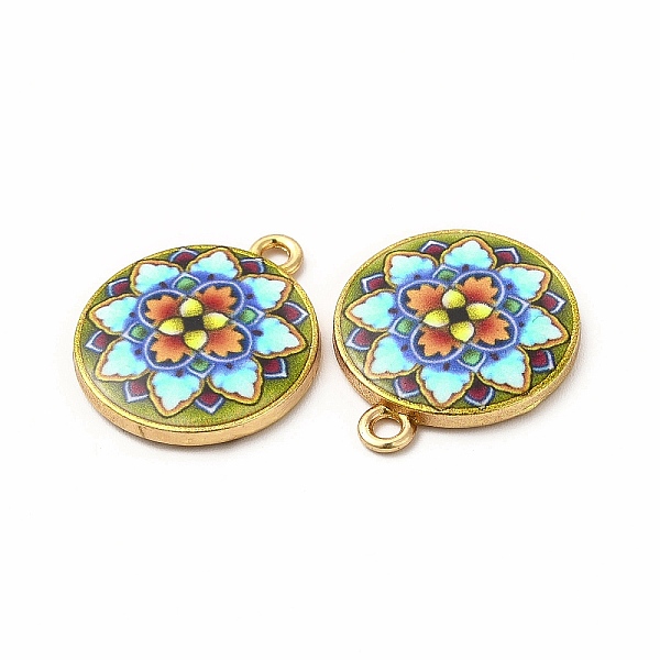 

PandaHall Alloy Printed Pendants, Cadmium Free & Nickel Free & Lead Free, Flat Round, Light Cyan, 21.5x18x3mm, Hole: 1.8mm Alloy Flat Round