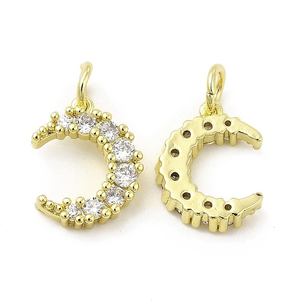 

PandaHall Brass Micro Pave Cubic Zirconia Charms, with Jump Ring, Moon Charm, Golden, 13x10x2.8mm, Hole: 2.5mm Brass+Cubic Zirconia Moon..., Clear
