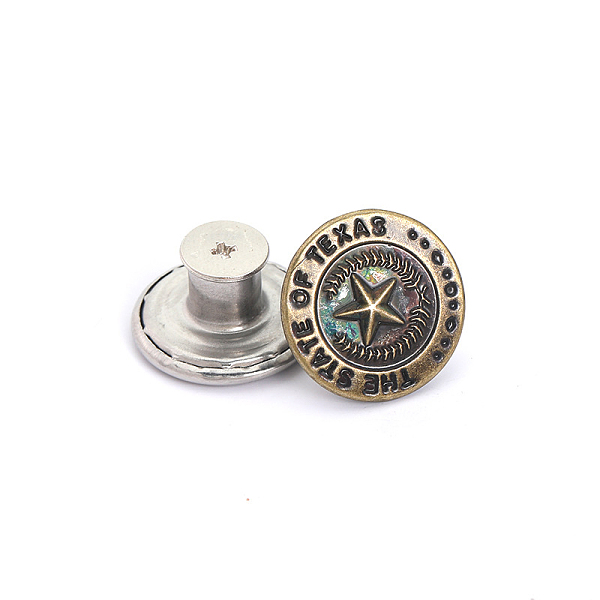 

PandaHall Alloy Button Pins for Jeans, Nautical Buttons, Garment Accessories, Round with Star, Antique Bronze, 17mm Alloy Round