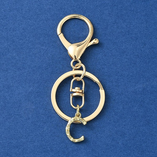 

PandaHall Alloy Initial Letter Charm Keychains, with Alloy Clasp, Golden, Letter C, 8.5cm Alloy Letter C