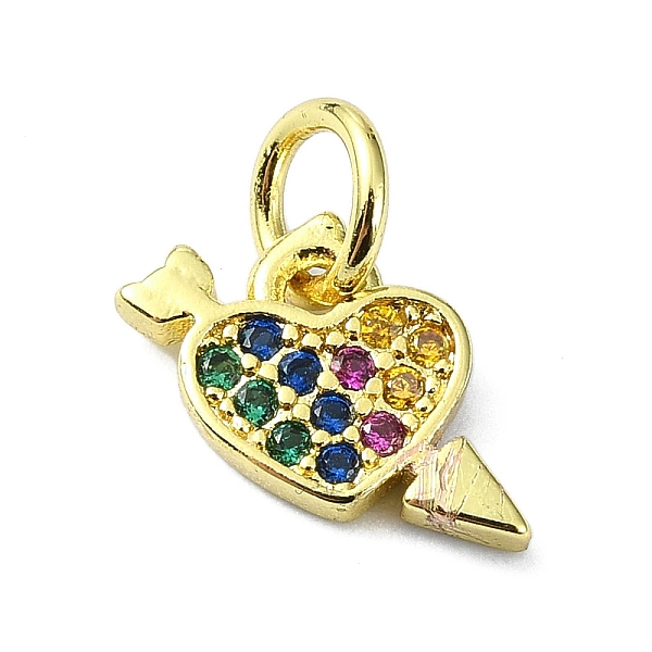 

PandaHall Brass Micro Pave Colorful Cubic Zirconia Pendants, with Jump Ring, One Arrow Through the Heart Charm, Real 18K Gold Plated..., Multicolor