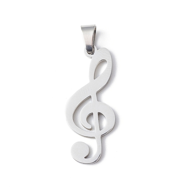 PandaHall 304 Stainless Steel Pendants, Stainless Steel Color, Music Note Pattern, 27x11x1.5mm, Hole: 5.5x3mm 304 Stainless Steel Musical...