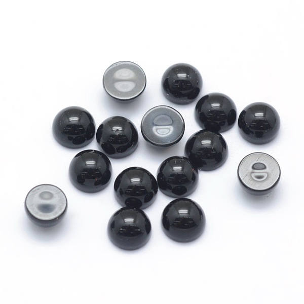 

PandaHall Natural Black Agate Cabochons, Half Round, 4x2~4mm Black Agate Half Round