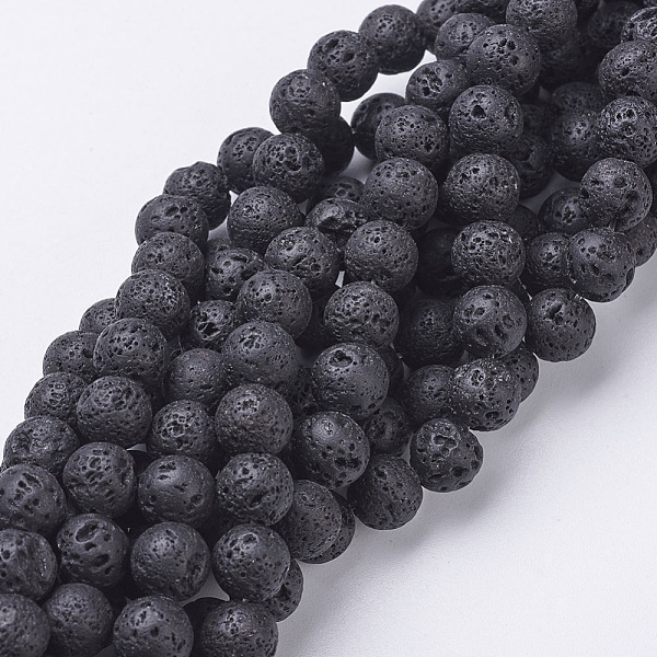 

PandaHall Natural Lava Rock Beads Strands, Round, Black, 8mm, Hole: 1mm, about 49pcs/strand, 15.4 inch Lava Rock Round Black