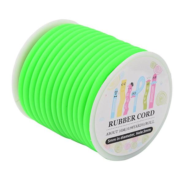 

PandaHall Synthetic Rubber Cord, Hollow, Wrapped Around White Plastic Spool, Lime Green, 5mm, Hole: 3mm, about 10.94yards/roll(10m/roll) PVC...