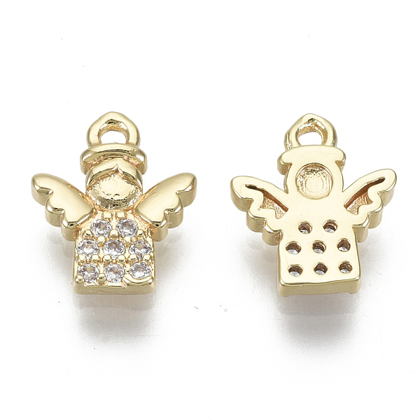 Brass Micro Pave Clear Cubic Zirconia Charms