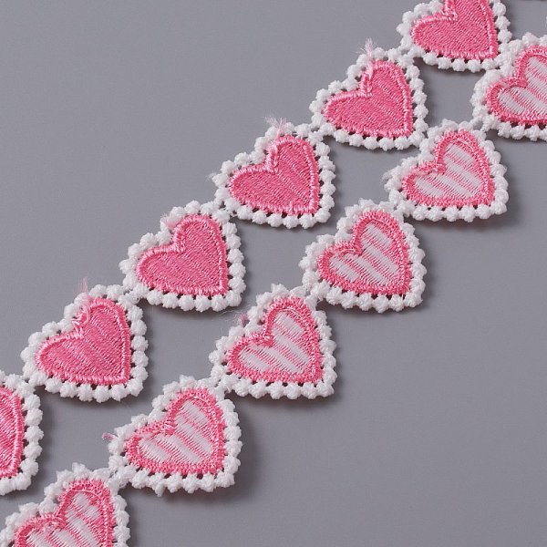 

PandaHall Fiber Lace Trims, Heart, Pink, 7/8 inch(23mm) Fibre Pink