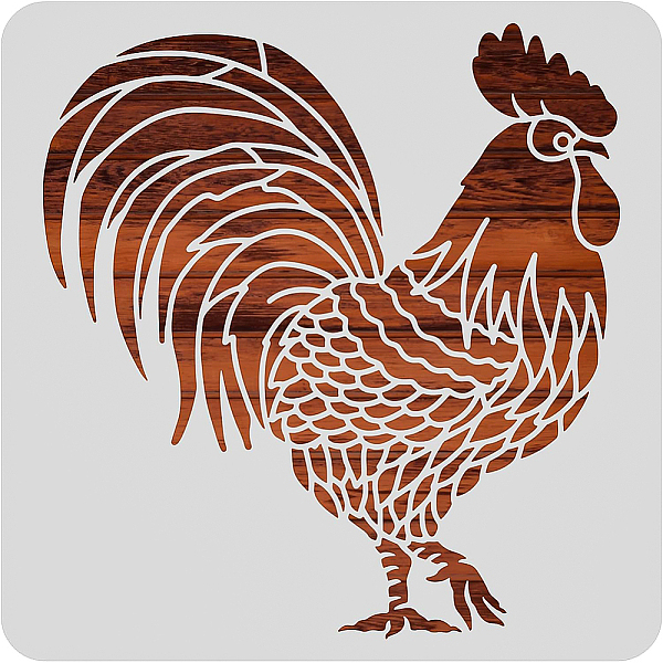 

PandaHall BENECREAT Large Rooster Pattern Plastic Painting Stencils, 30x30cm Farm Theme Drawing Template for Painting on Floors, Walls..., White