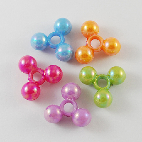 

PandaHall Opaque Plastic Tri Beads for Christmas Ornaments Making, AB Color, Triangle, Mixed Color, 19x17x8mm, Hole: 4mm, about 670pcs/500g..., Multicolor