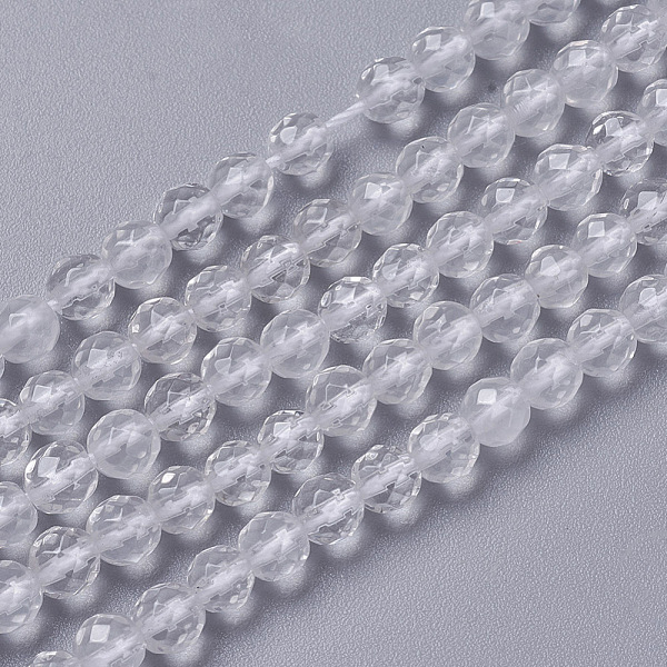 

PandaHall Natural Quartz Crystal Beads Strands, Rock Crystal, Faceted, Round, 2~2.5x2mm, Hole: 0.2mm, about 158~205pcs/strand, 15.7~16.7..., Clear