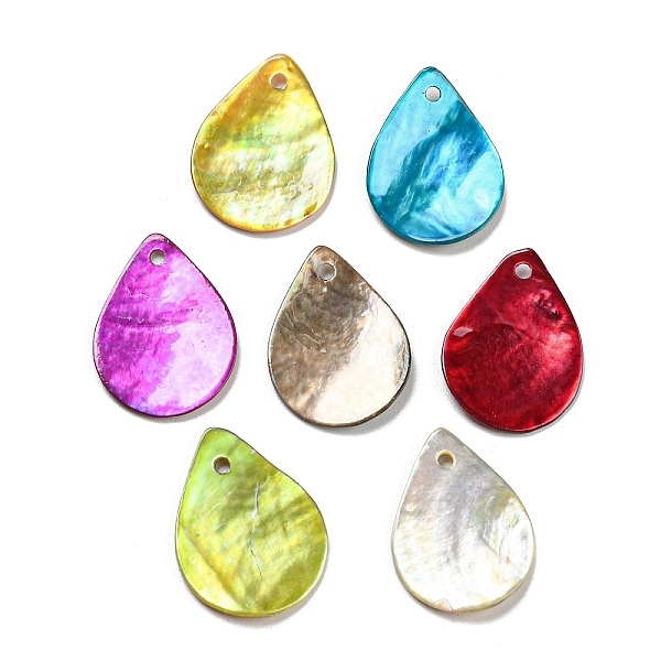 

PandaHall Spray Painted Natural Akoya Shell Pendants, Teardrop Charms, Mixed Color, 19.5~20x14.5~15x2mm, Hole: 1.5mm Other Sea Shell..., Multicolor