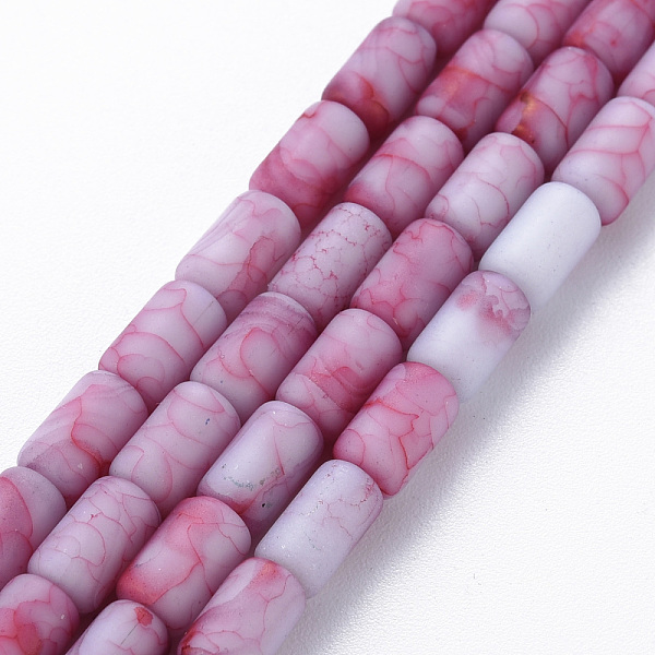 

PandaHall Opaque Baking Painted Crackle Glass Beads Strands, Frosted, Column, Indian Red, 7.5x4.5mm, Hole: 1mm, about 49pcs/strand, 18.31...