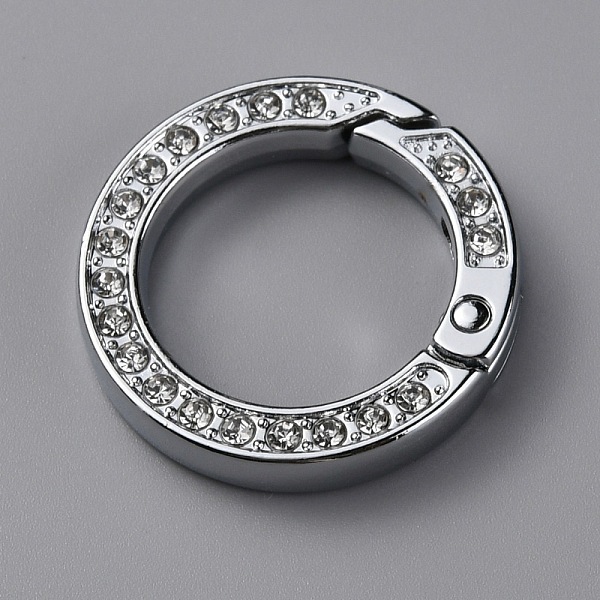 

PandaHall Alloy Crystal Rhinestone Spring Gate Rings, Ring Shape, Platinum, 28.5x5mm, Inner Diameter: 19mm Alloy+Rhinestone