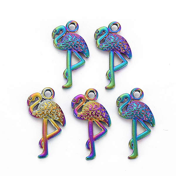 

PandaHall Alloy Pendants, Cadmium Free & Nickel Free & Lead Free, Birds, Rainbow Color, 23x12x2mm, Hole: 1.8mm Alloy Bird
