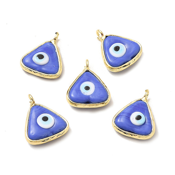 

PandaHall Handmade Lampwork Pendants, with Eco-friendly Light Gold Brass Findings, Long-Lasting Plated, Cadmium Free & Lead Free, Triangle...