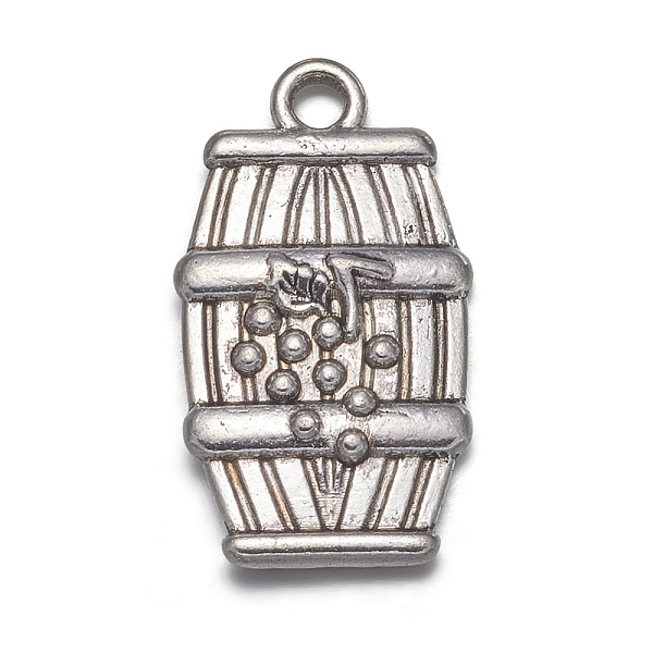 PandaHall Antique Silver Barrel Tibetan Style Pendants, Lead Free and Cadmium Free, Size: about 26mm long, 15mm wide, 4mm thick, hole: 1.5mm...