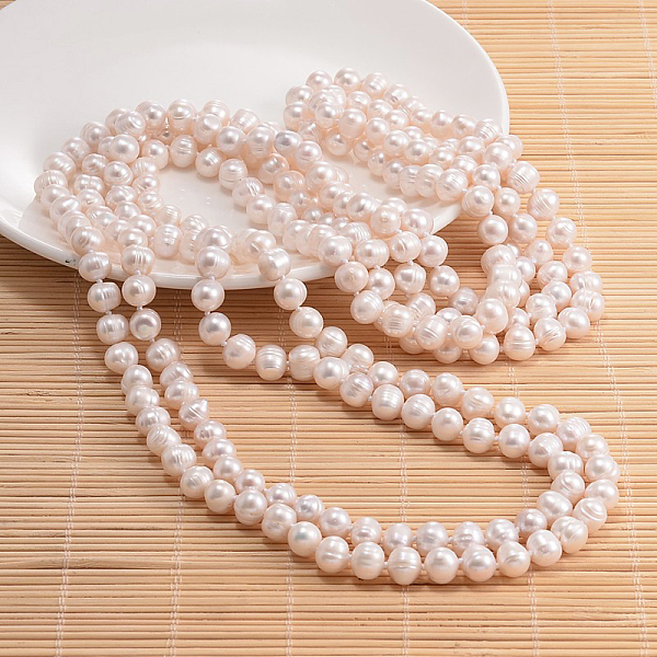 

PandaHall Natural Pearl Beads Necklace, Misty Rose, 62.9 inch Pearl