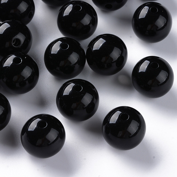

PandaHall Opaque Acrylic Beads, Round, Black, 16x15mm, Hole: 2.8mm, about 220pcs/500g Acrylic Round Black