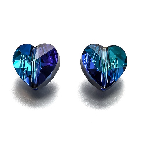 

PandaHall Transparent Glass Beads, Faceted, Heart, Blue, 10x10x7mm, Hole: 1~1.2mm Glass Heart Blue