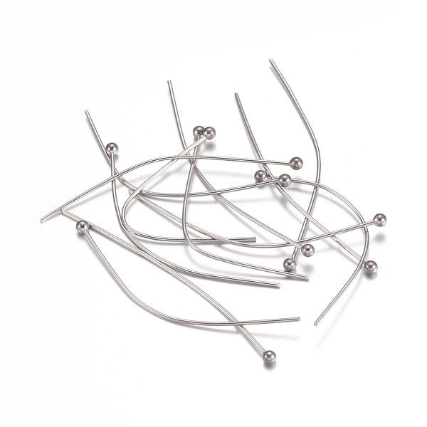 

PandaHall 304 Stainless Steel Ball Head Pins, Stainless Steel Color, 40x0.6mm, 22 Gauge, Head: 1.8mm 304 Stainless Steel