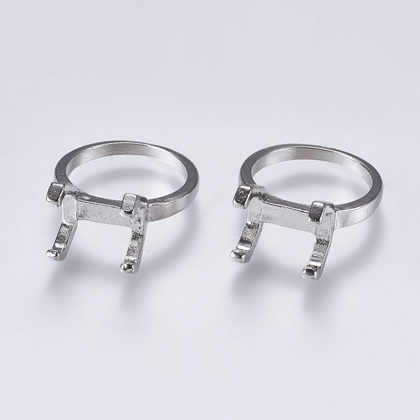 

PandaHall Alloy Finger Ring Prong Settings, 4 Claw Prong Ring Settings, Platinum, Tray: 13x8.5mm, 17.5mm Alloy