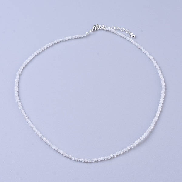 

PandaHall Natural Rainbow Moonstone Beaded Necklaces, with Brass Lobster Claw Clasps, Faceted Round Beads, 16.5 inch~16.7 inch...