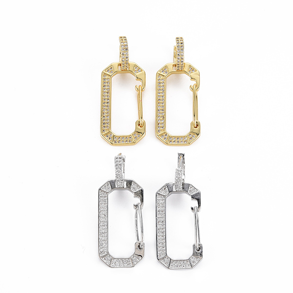 

PandaHall Brass Micro Pave Cubic Zirconia Huggie Hoop Earrings, Rectangle, Cadmium Free & Nickel Free & Lead Free, Mixed Color, 37mm, Pin..., Clear