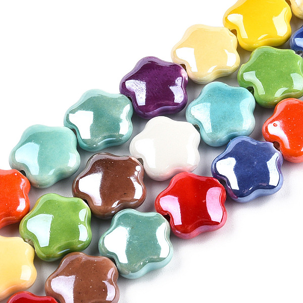 

PandaHall Handmade Porcelain Bead Strands, Bright Glazed Porcelain, Flower, Mixed Color, 14x15x6.5mm, Hole: 2mm, about 23pcs/strand, 12.20..., Multicolor