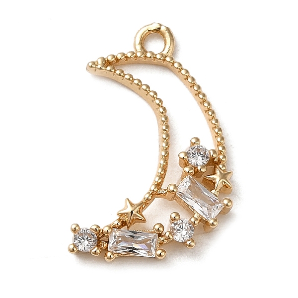 

PandaHall Brass Micro Pave Cubic Zirconia Pendants, Moon Charm, Golden, 20x14x3mm, Hole: 1.6mm Brass+Cubic Zirconia Moon Clear