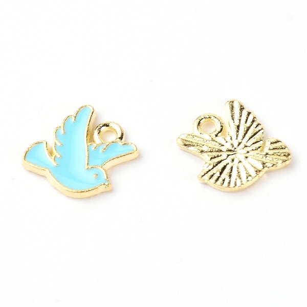 

PandaHall Zinc Alloy Enamel Charms, Pigeon, Light Gold, Cyan, 10.5x10.5x1.5mm, Hole: 1.5mm Alloy+Enamel Others Cyan