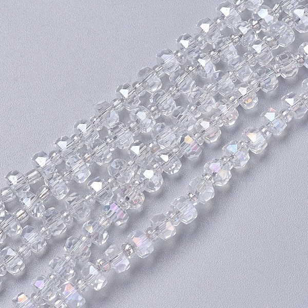 

PandaHall Electroplate Glass Beads Strands, Faceted, Rondelle, AB Color Plated, 4~4.5x3mm, Hole: 0.7mm, about 25.7 inch(65.5cm) Glass...