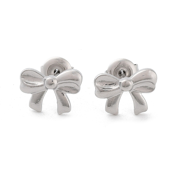 

PandaHall 304 Stainless Steel Stud Earrings, Bowknot, Stainless Steel Color, 9x12mm 304 Stainless Steel Bowknot