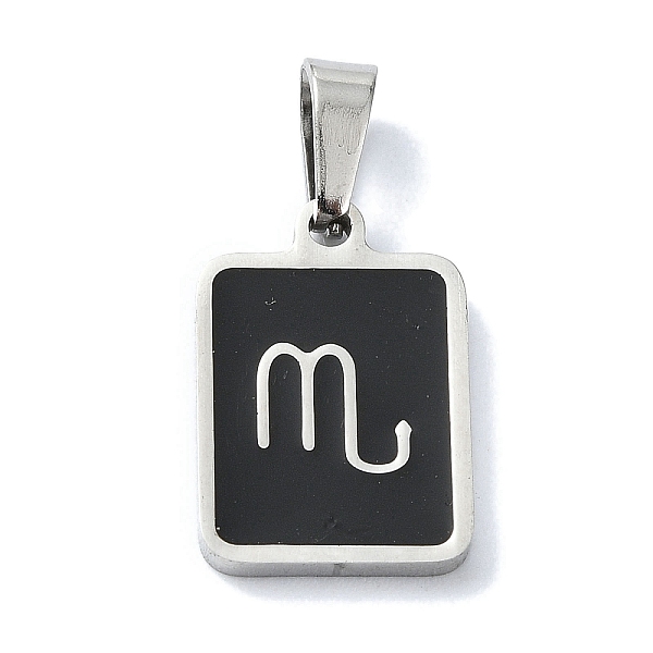 

PandaHall 304 Stainless Steel Pendants, with Enamel, Stainless Steel Color, Rectangle with Constellation Charms, Scorpio, 16x11x1.5mm, Hole...