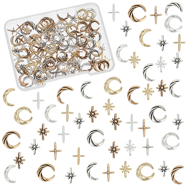 

PandaHall Olycraft 160Pcs 16 Style Alloy Cabochons, Nail Art Accessories Decorations, Star/Cross/Moon, Mixed Color, 7~8x5~8x1mm, 10pcs/style...